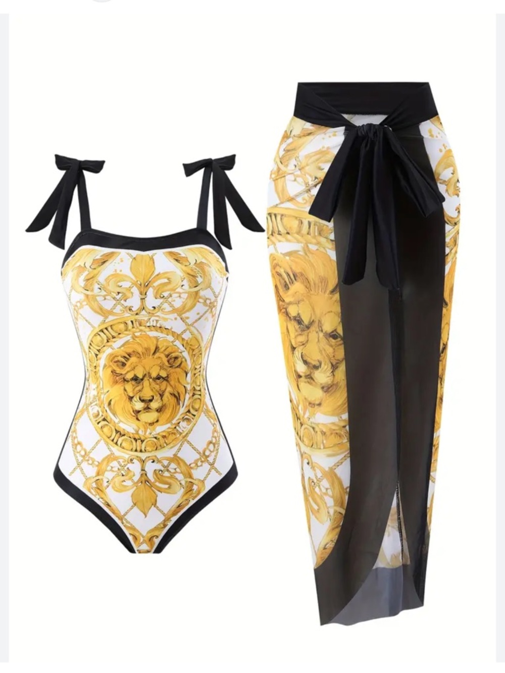 New Women’s Golden Lion-Themed Swimsuit Set